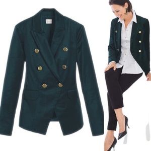 NWT Chico’s Velveteen Blazer Jacket Swiss Pine Green Sz L